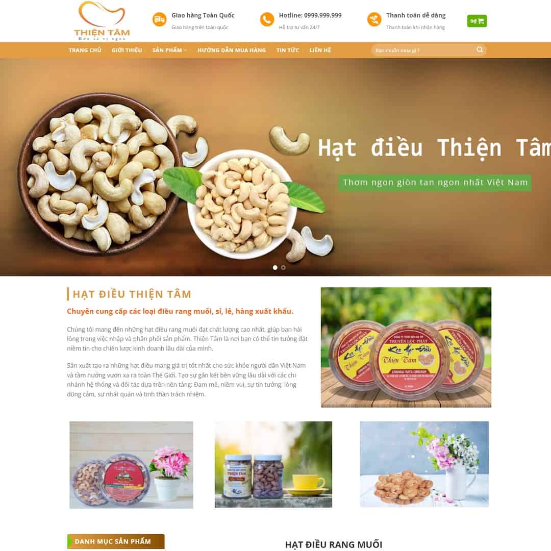 Theme WordPress bán hạt điều