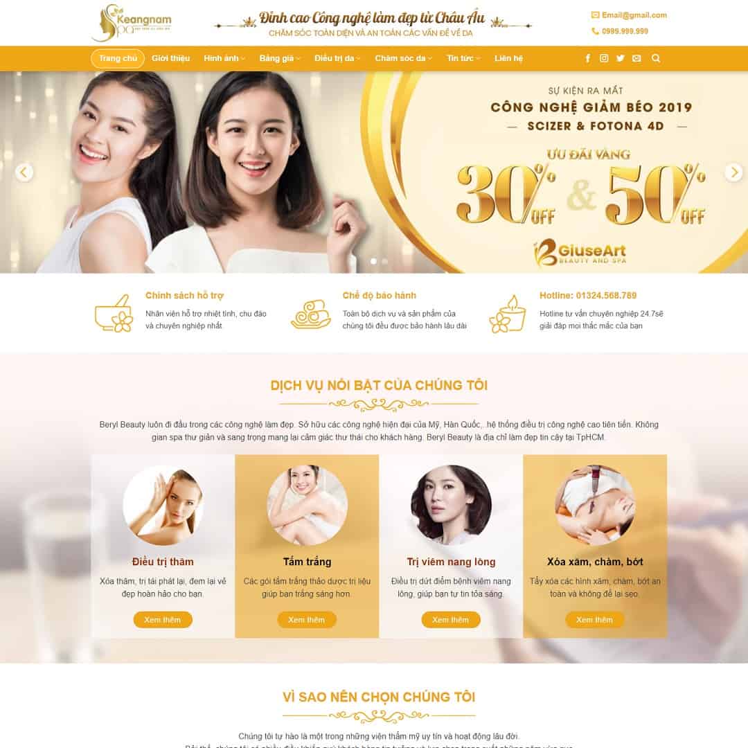 Theme WordPress Spa làm đẹp 01