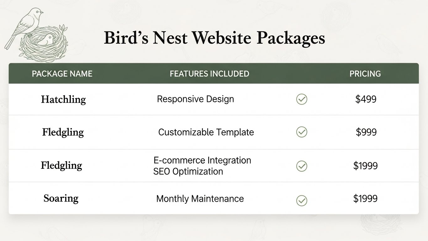 Bảng báo giá chi tiết các gói thiết kế website bán yến sào