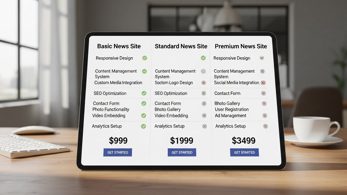 Bảng báo giá dịch vụ thiết kế website tin tức rõ ràng