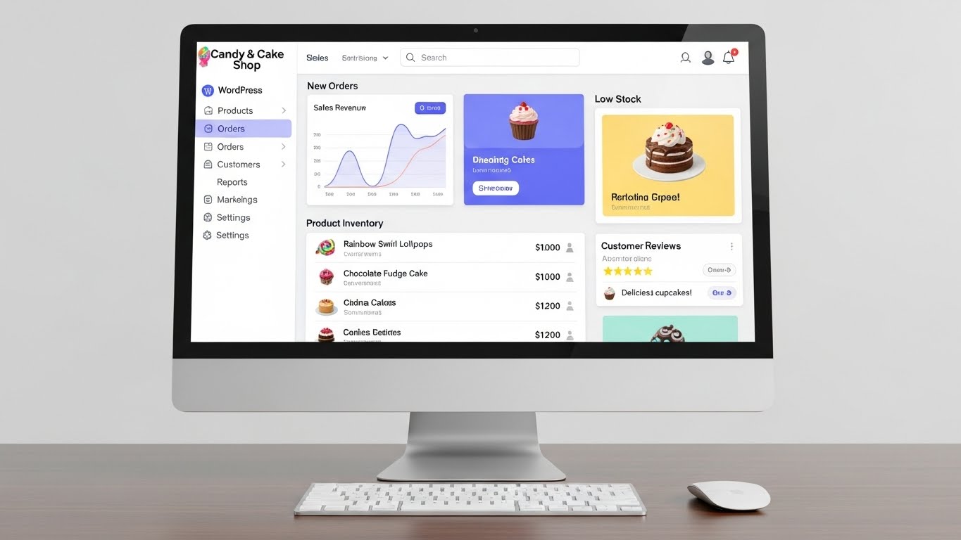 Bảng điều khiển quản trị website b&aacute;n b&aacute;nh kẹo tr&ecirc;n nền tảng WordPress 