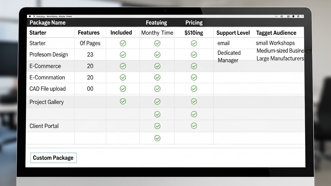 Bảng so s&aacute;nh c&aacute;c g&oacute;i thiết kế website gia c&ocirc;ng 
