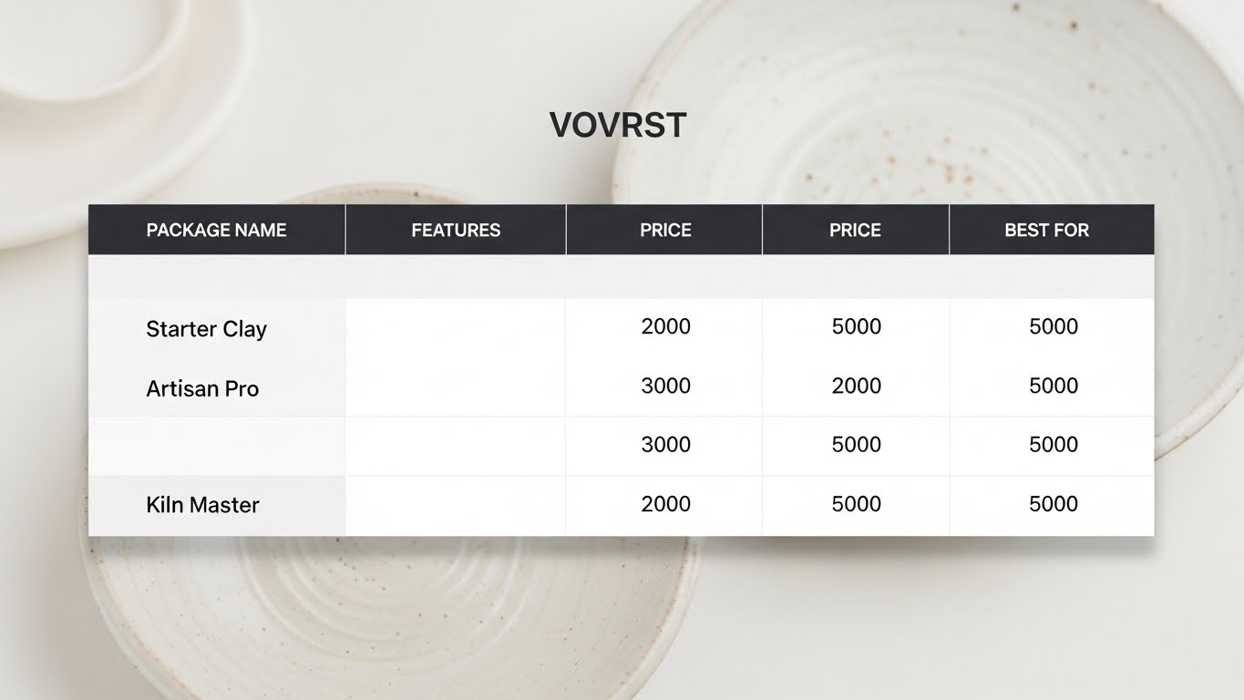 Bảng so sánh các gói thiết kế website gốm sứ