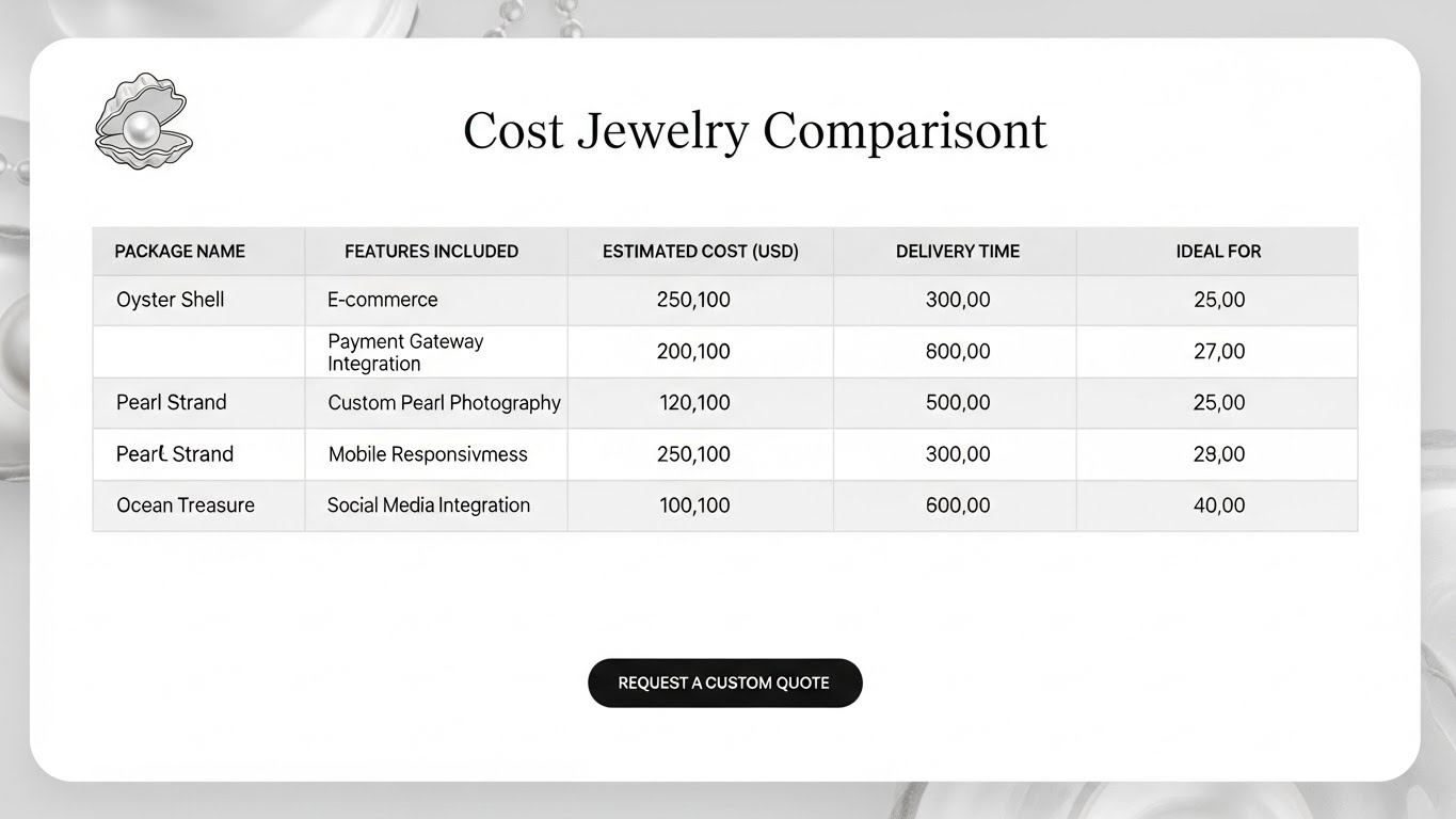 Bảng so s&aacute;nh chi ph&iacute; c&aacute;c g&oacute;i thiết kế website b&aacute;n ngọc trai 