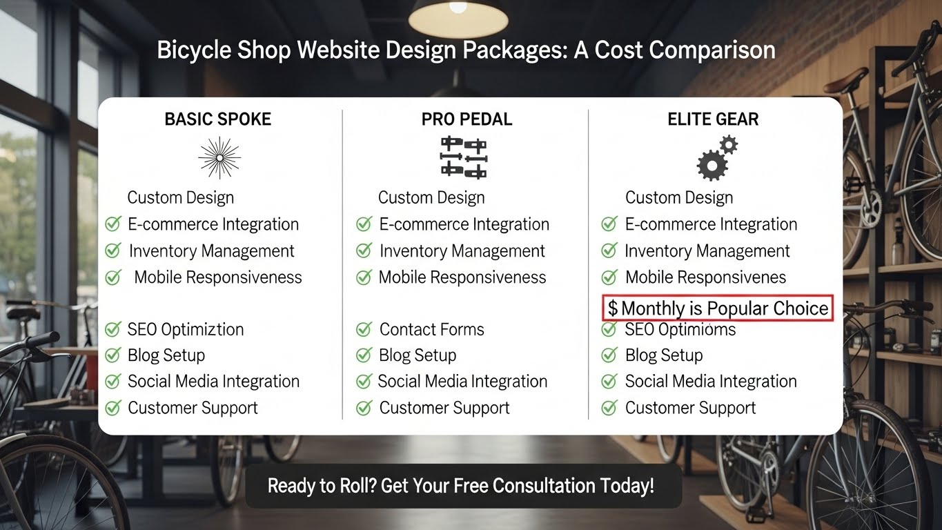 Bảng so s&aacute;nh chi ph&iacute; c&aacute;c g&oacute;i thiết kế website b&aacute;n xe đạp 