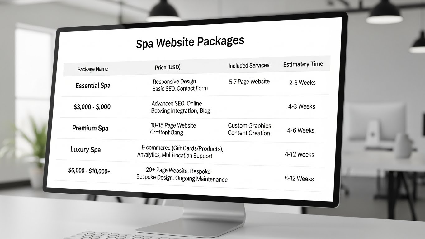 Bảng so s&aacute;nh chi ph&iacute; v&agrave; t&iacute;nh năng c&aacute;c g&oacute;i thiết kế website spa 