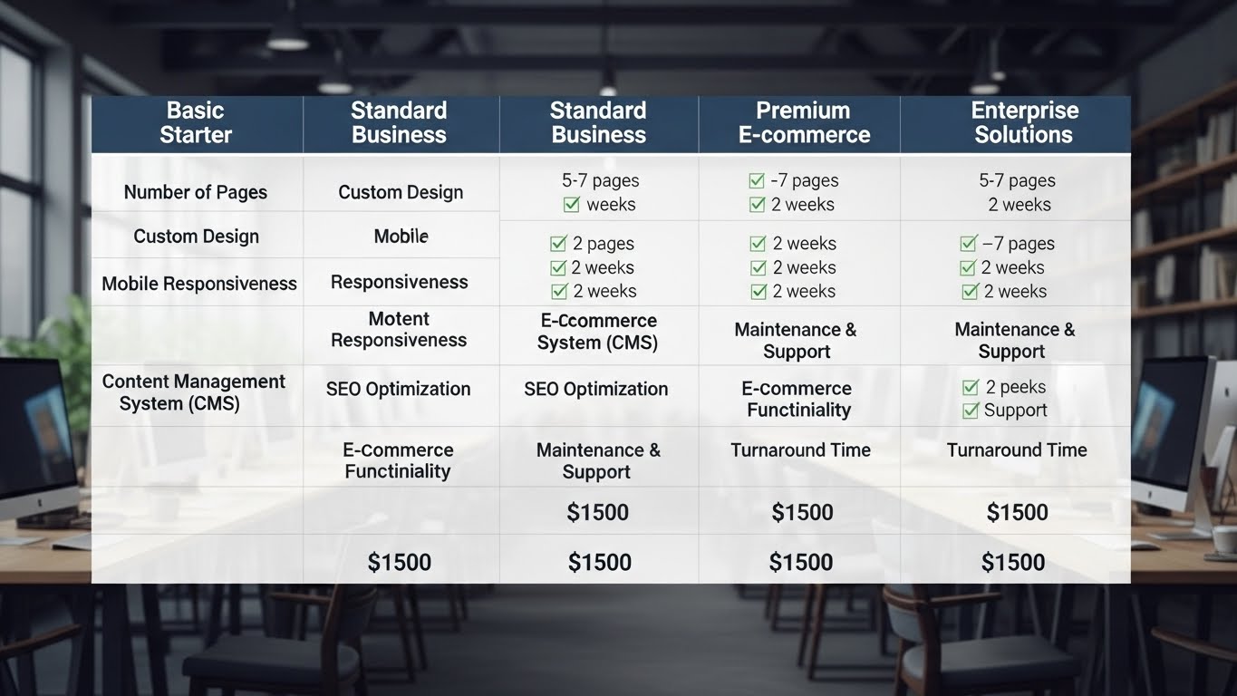 Biểu đồ so s&aacute;nh c&aacute;c g&oacute;i dịch vụ thiết kế website 