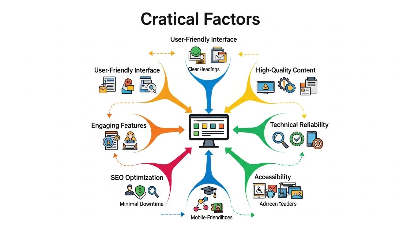 Biểu đồ thể hiện các yếu tố quan trọng của một website giáo dục thành công