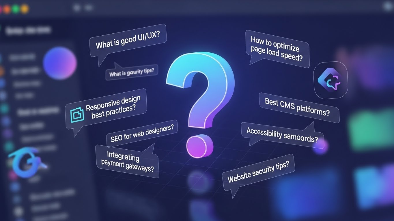 Biểu tượng c&acirc;u hỏi v&agrave; c&aacute;c thắc mắc thường gặp về thiết kế web. 