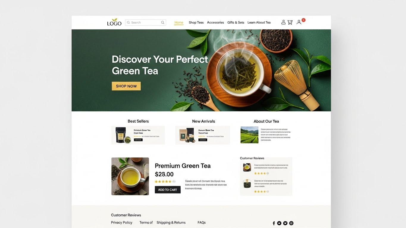 Bố cục c&aacute;c t&iacute;nh năng cần c&oacute; tr&ecirc;n một trang web b&aacute;n tr&agrave; xanh 