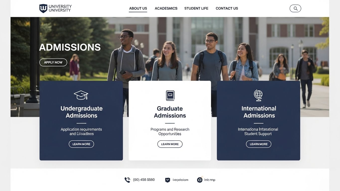 Bố cục trang web giáo dục với các module thông tin tuyển sinh rõ ràng
