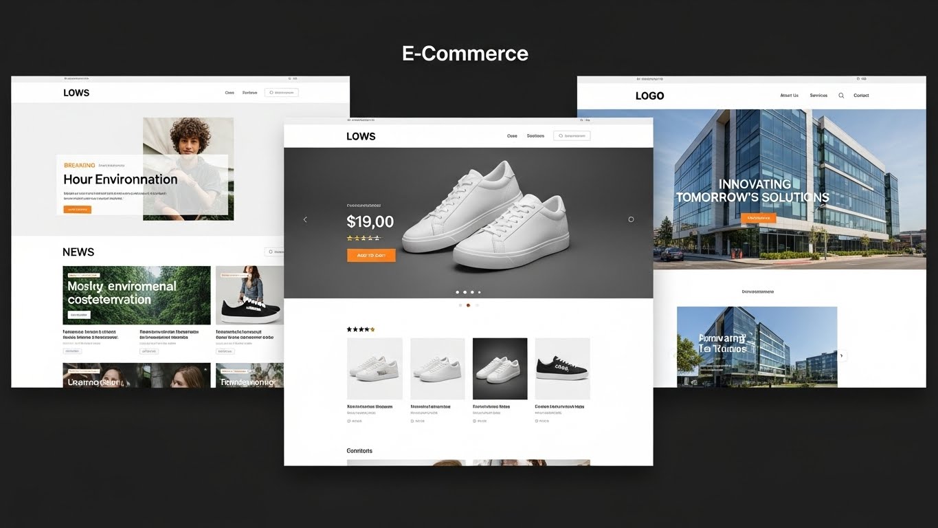 Các loại website phổ biến như bán hàng, tin tức, doanh nghiệp
