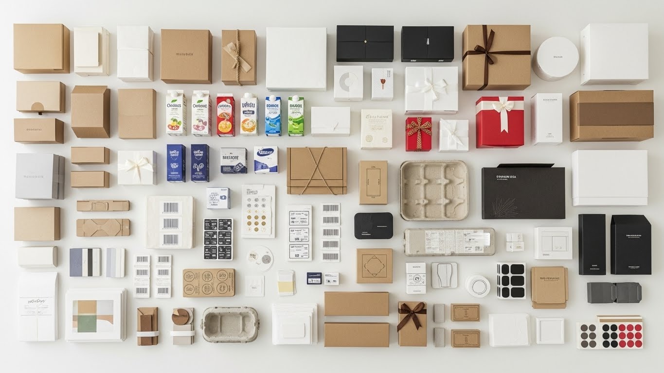 Danh mục sản phẩm bao b&igrave; đa dạng từ hộp giấy, th&ugrave;ng carton đến tem nh&atilde;n được sắp xếp khoa học 