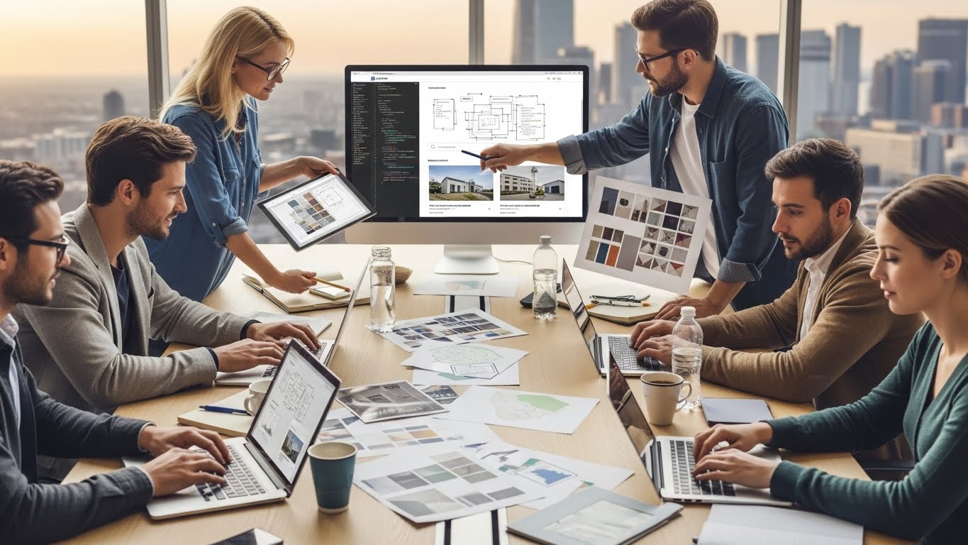 Đội ngũ chuy&ecirc;n gia đang lập tr&igrave;nh v&agrave; thiết kế giao diện website cho thu&ecirc; nh&agrave; xưởng 