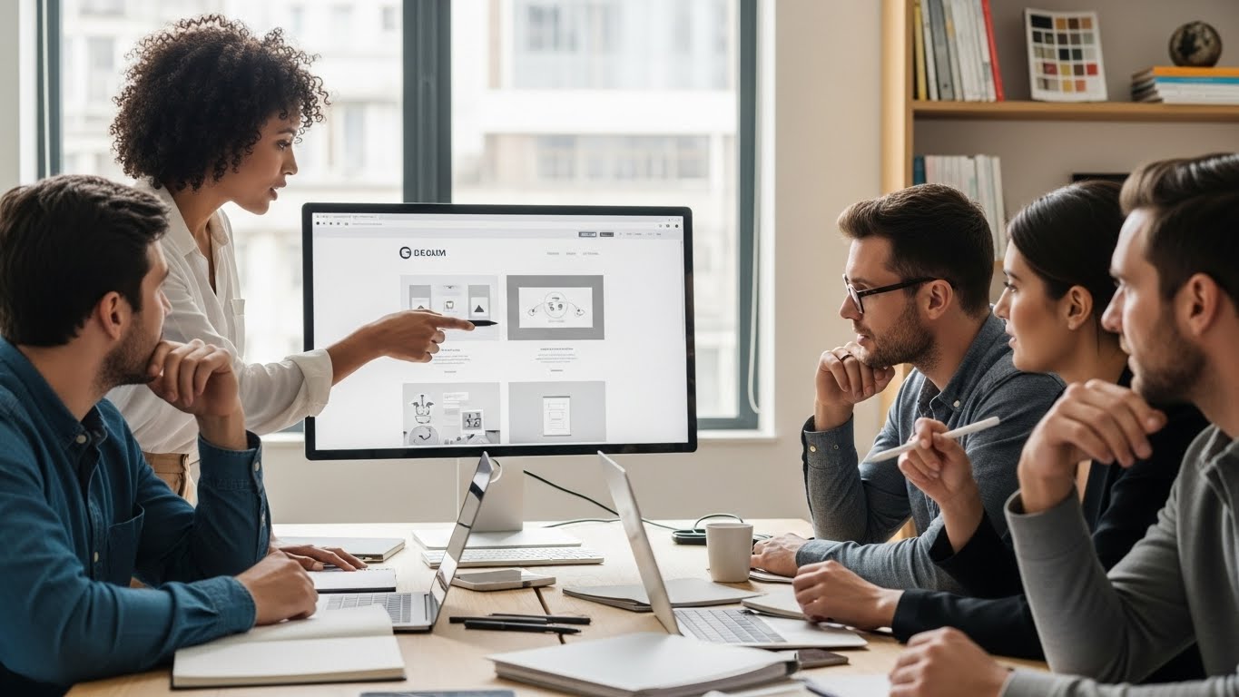 Đội ngũ chuy&ecirc;n gia đang thảo luận về dự &aacute;n thiết kế website 