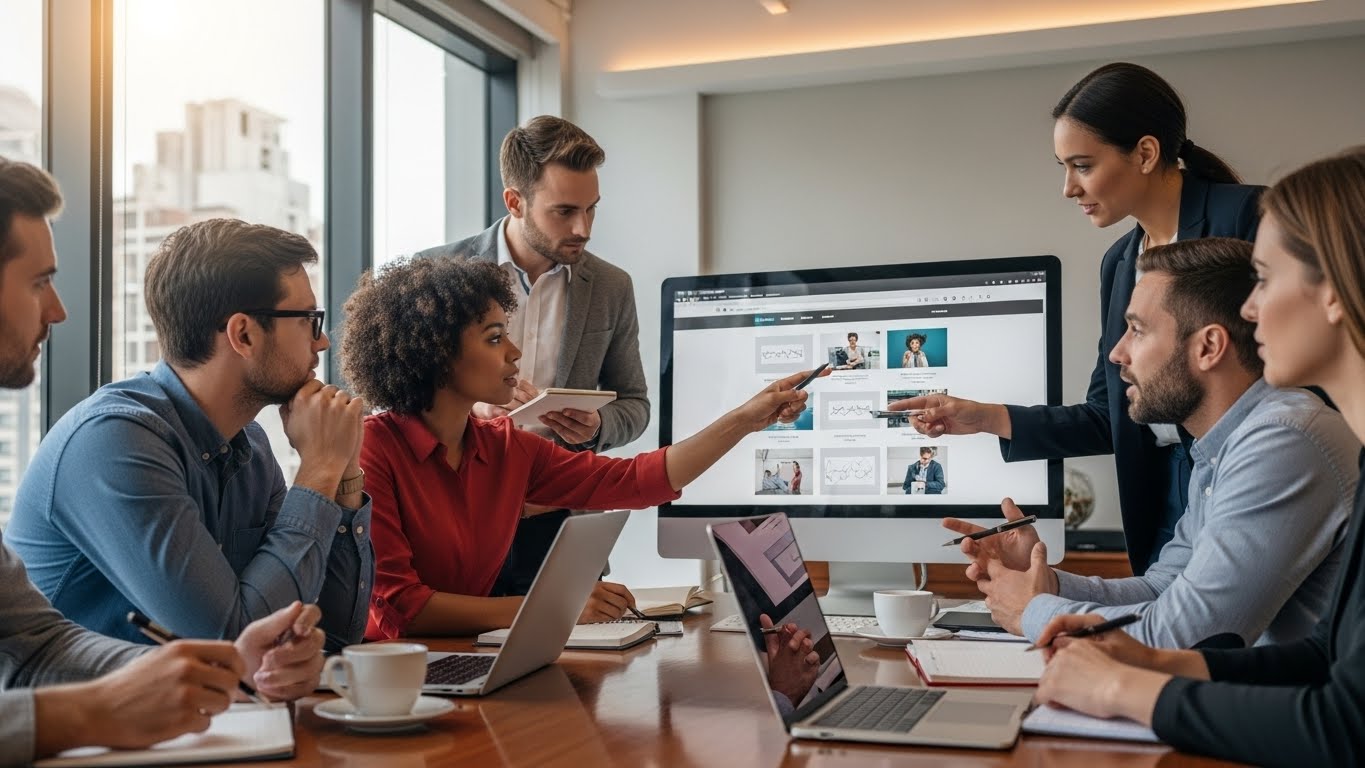 Đội ngũ chuyên gia đang thảo luận về dự án thiết kế website