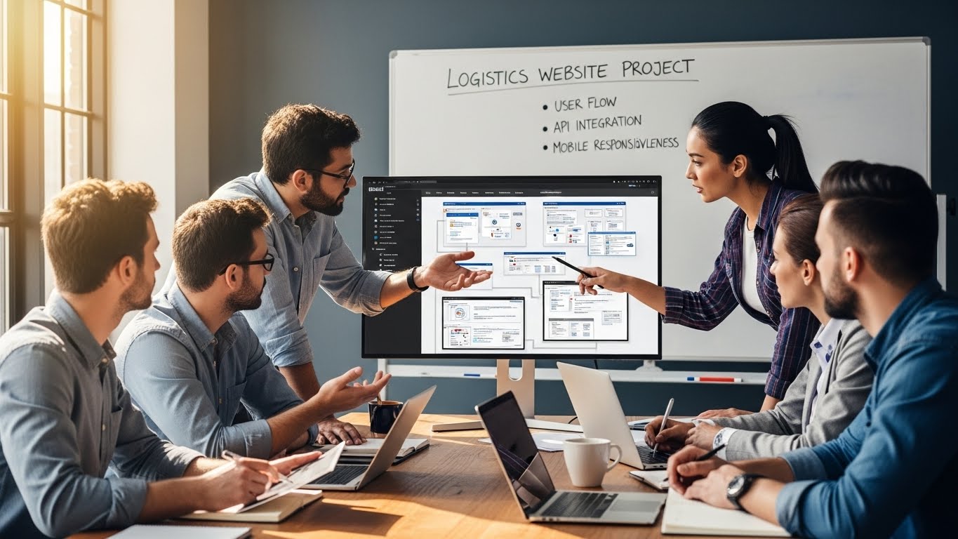 Đội ngũ chuyên gia PhucT Digital đang họp bàn về dự án website logistics