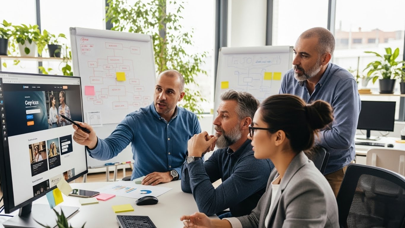 Đội ngũ chuy&ecirc;n gia PhucT Digital đang thảo luận về dự &aacute;n thiết kế website 