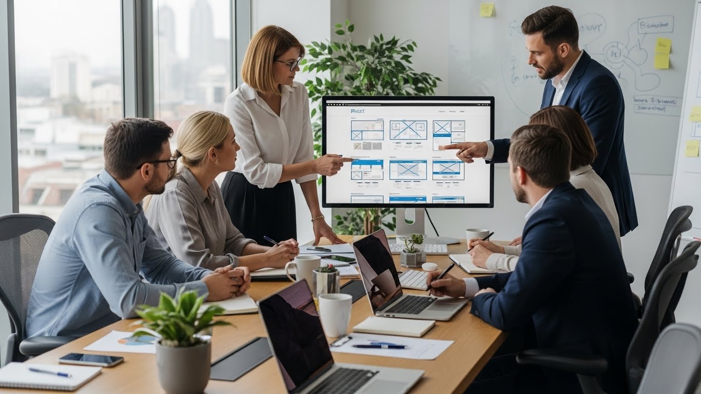 Đội ngũ chuy&ecirc;n gia PhucT Digital đang thảo luận về dự &aacute;n website 