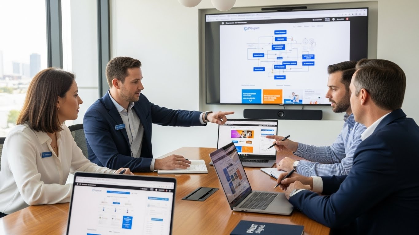 Đội ngũ chuy&ecirc;n gia PhucT Digital đang tư vấn giải ph&aacute;p website dược phẩm cho kh&aacute;ch h&agrave;ng 