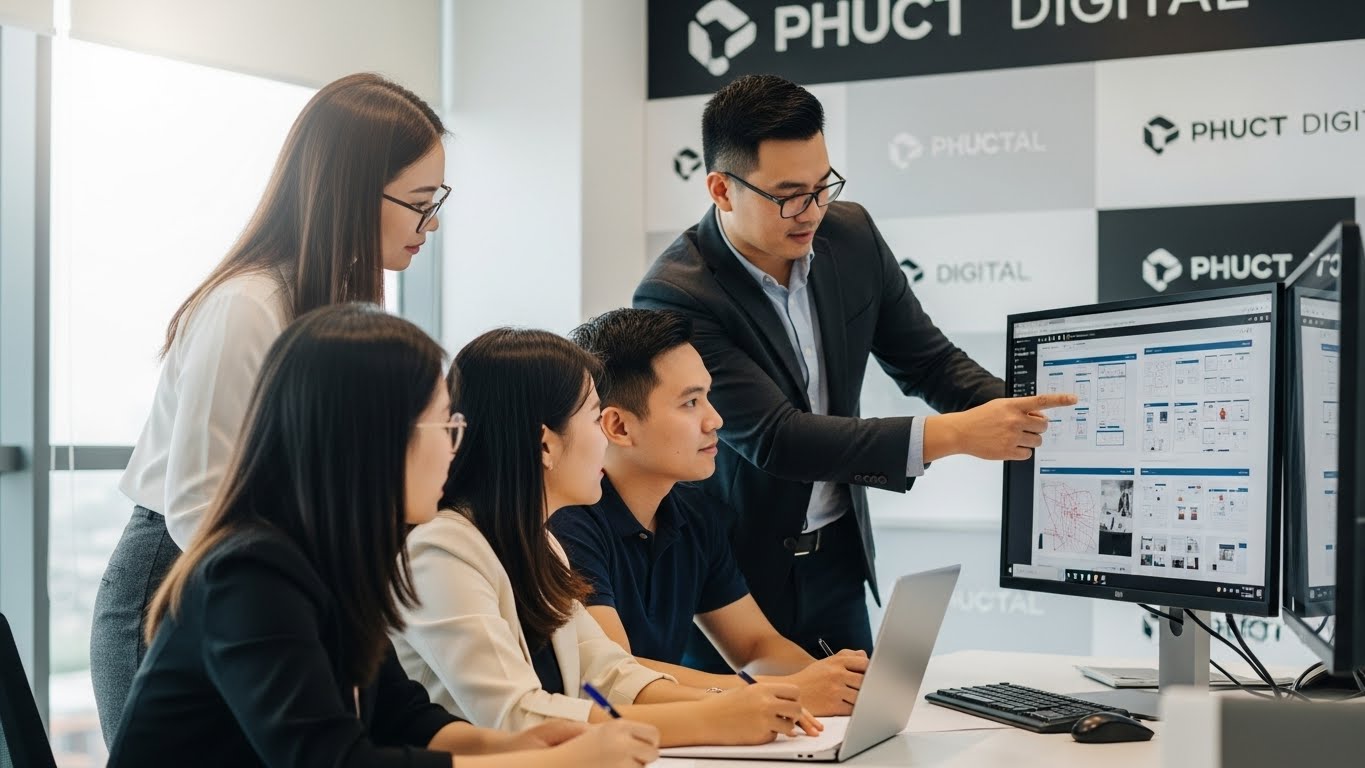 Đội ngũ chuy&ecirc;n gia PhucT Digital đang tư vấn thiết kế website 