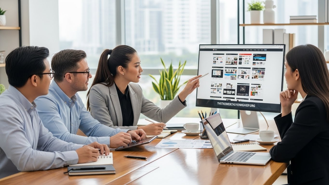 Đội ngũ chuy&ecirc;n gia THIETKEWEBCHUYENNGHIEP.ORG đang tư vấn cho kh&aacute;ch h&agrave;ng 