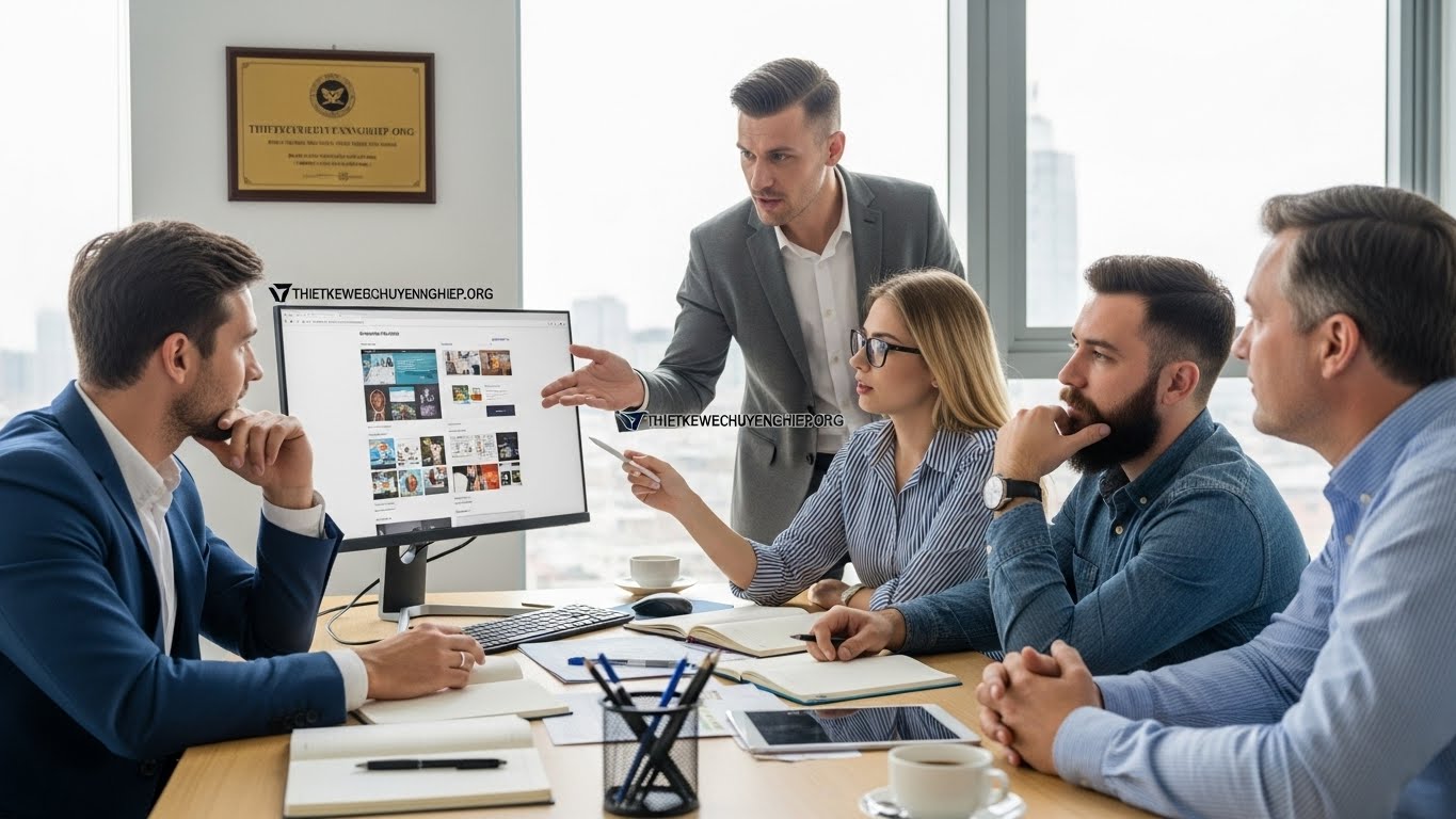 Đội ngũ chuy&ecirc;n gia THIETKEWEBCHUYENNGHIEP.ORG đang tư vấn cho kh&aacute;ch h&agrave;ng 