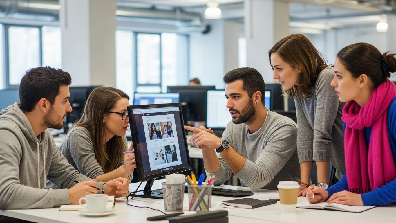 Đội ngũ PhucT Digital đang họp b&agrave;n về dự &aacute;n thiết kế website 