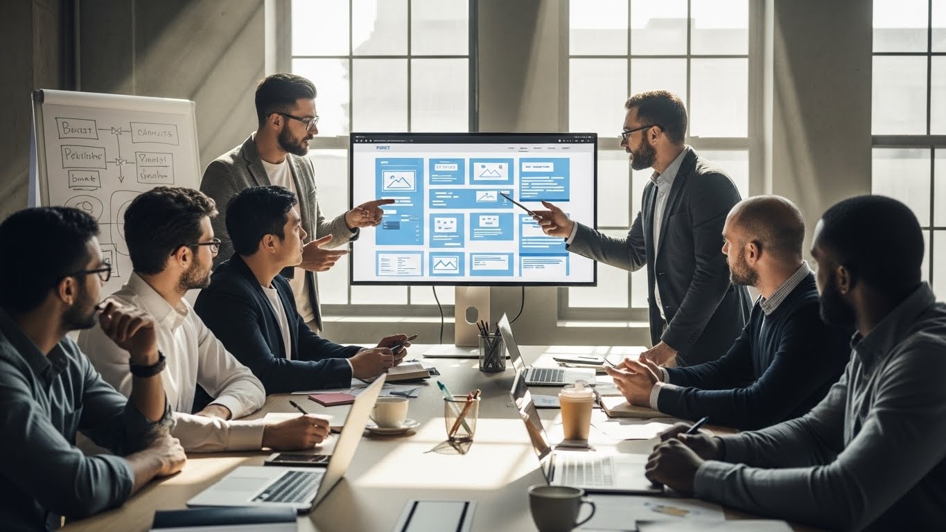 Đội ngũ PhucT Digital đang họp b&agrave;n về dự &aacute;n website 