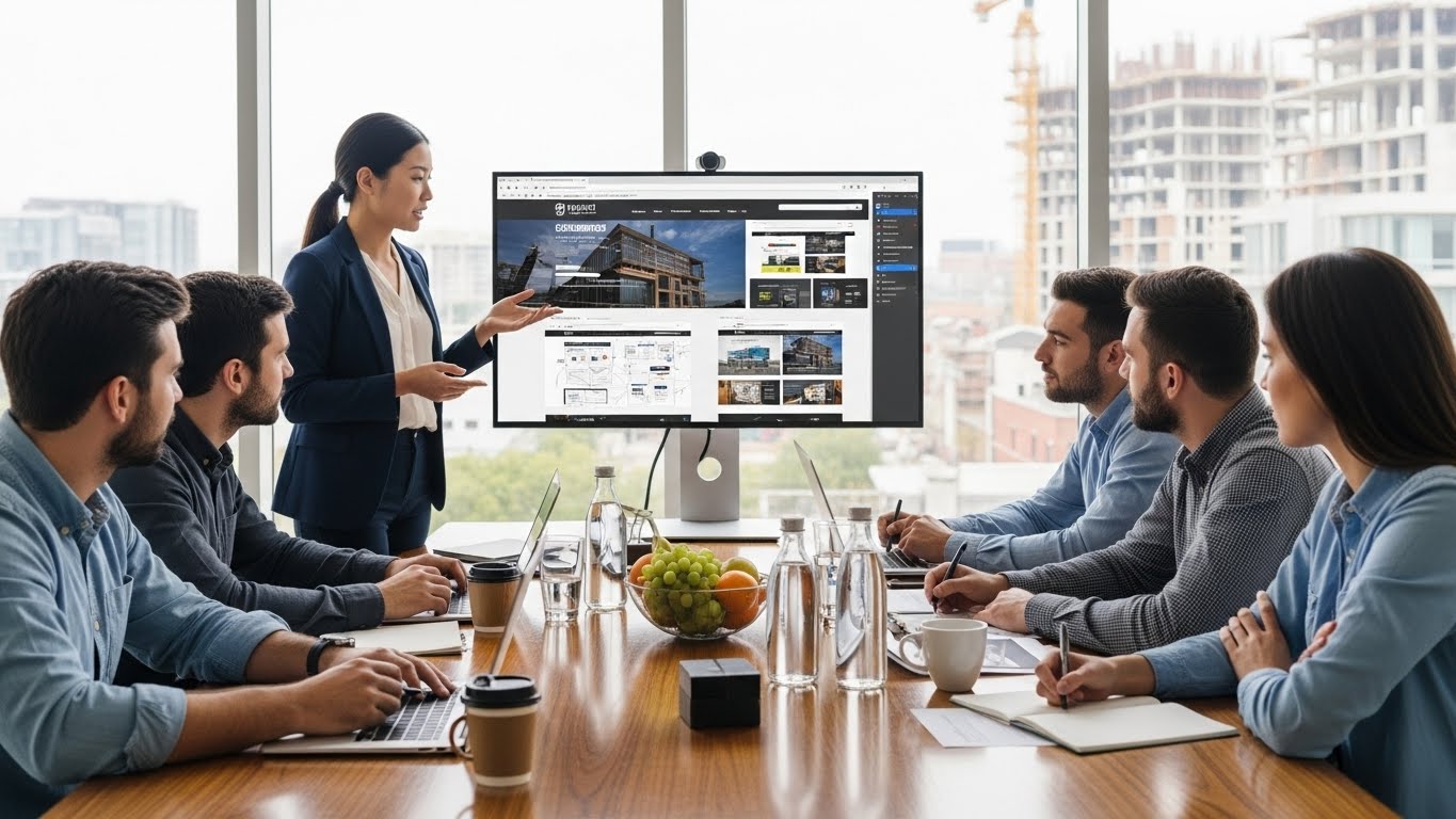 Đội ngũ PhucT Digital đang họp b&agrave;n về một dự &aacute;n thiết kế website x&acirc;y dựng 