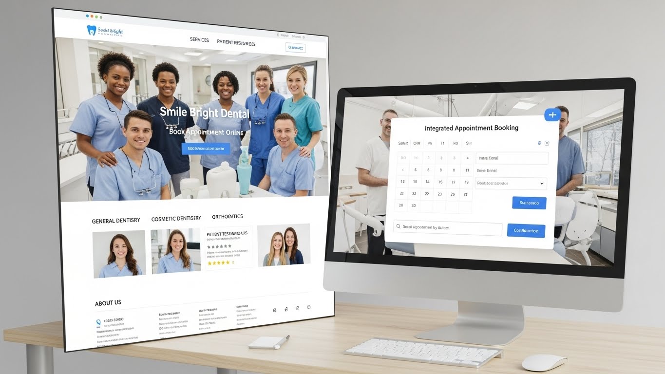 Giao diện đặt lịch kh&aacute;m online tr&ecirc;n website ph&ograve;ng kh&aacute;m nha khoa hiện đại 