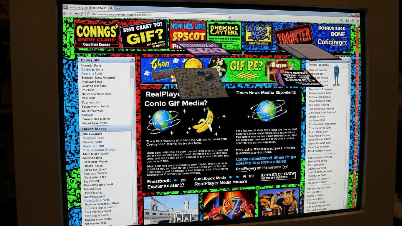 Giao diện một website lộn xộn, lỗi thời trên màn hình máy tính. 