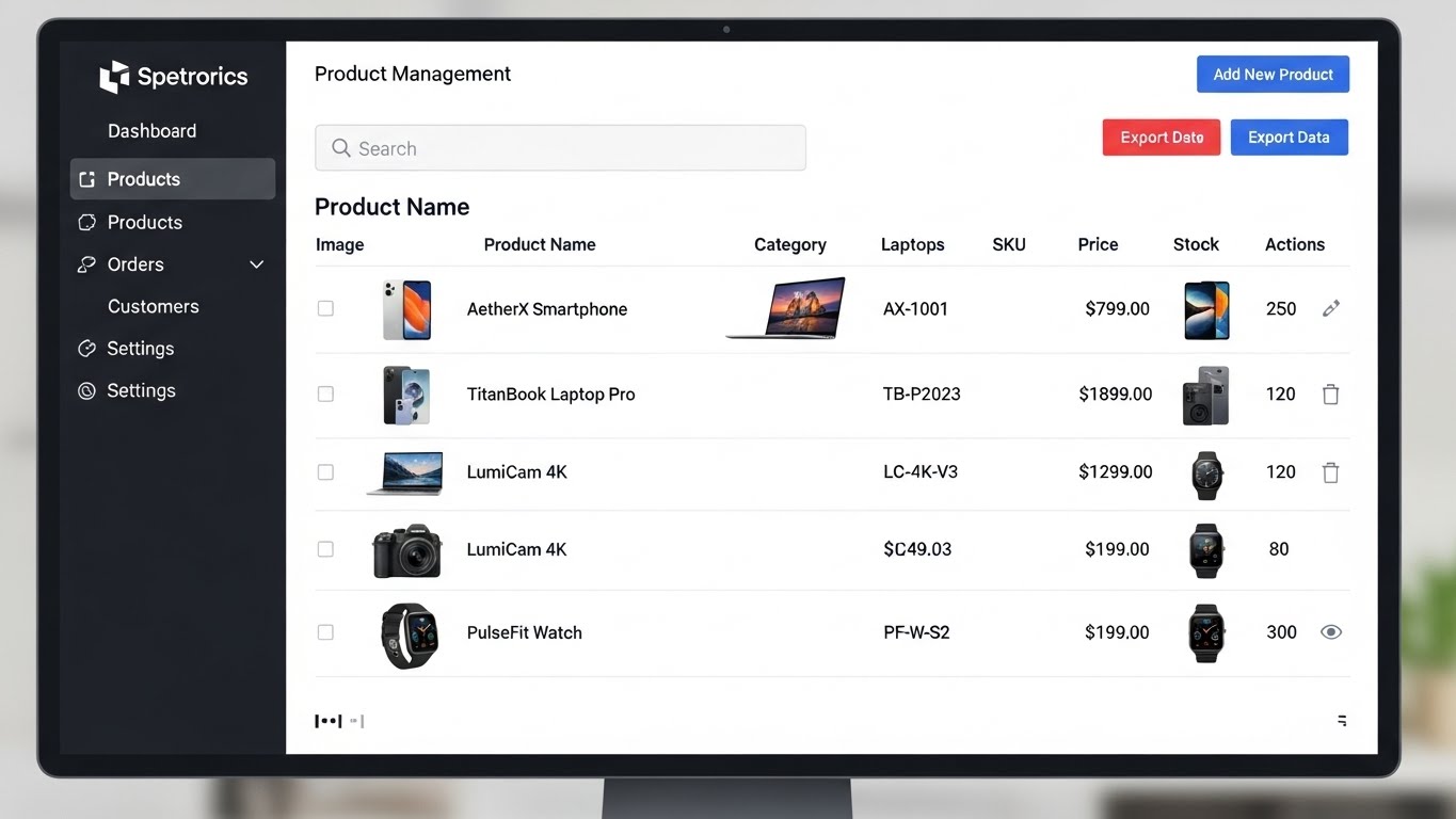 Giao diện quản l&yacute; sản phẩm tr&ecirc;n website b&aacute;n đồ điện tử 