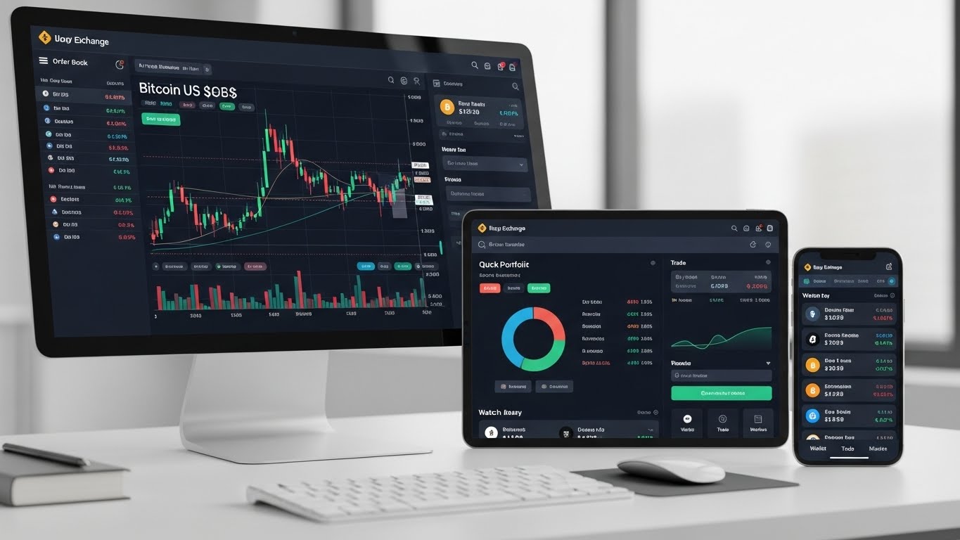 Giao diện s&agrave;n giao dịch crypto chuy&ecirc;n nghiệp tr&ecirc;n nhiều thiết bị 