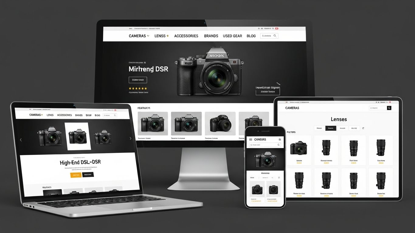 Giao diện website b&aacute;n camera chuy&ecirc;n nghiệp tr&ecirc;n nhiều thiết bị 