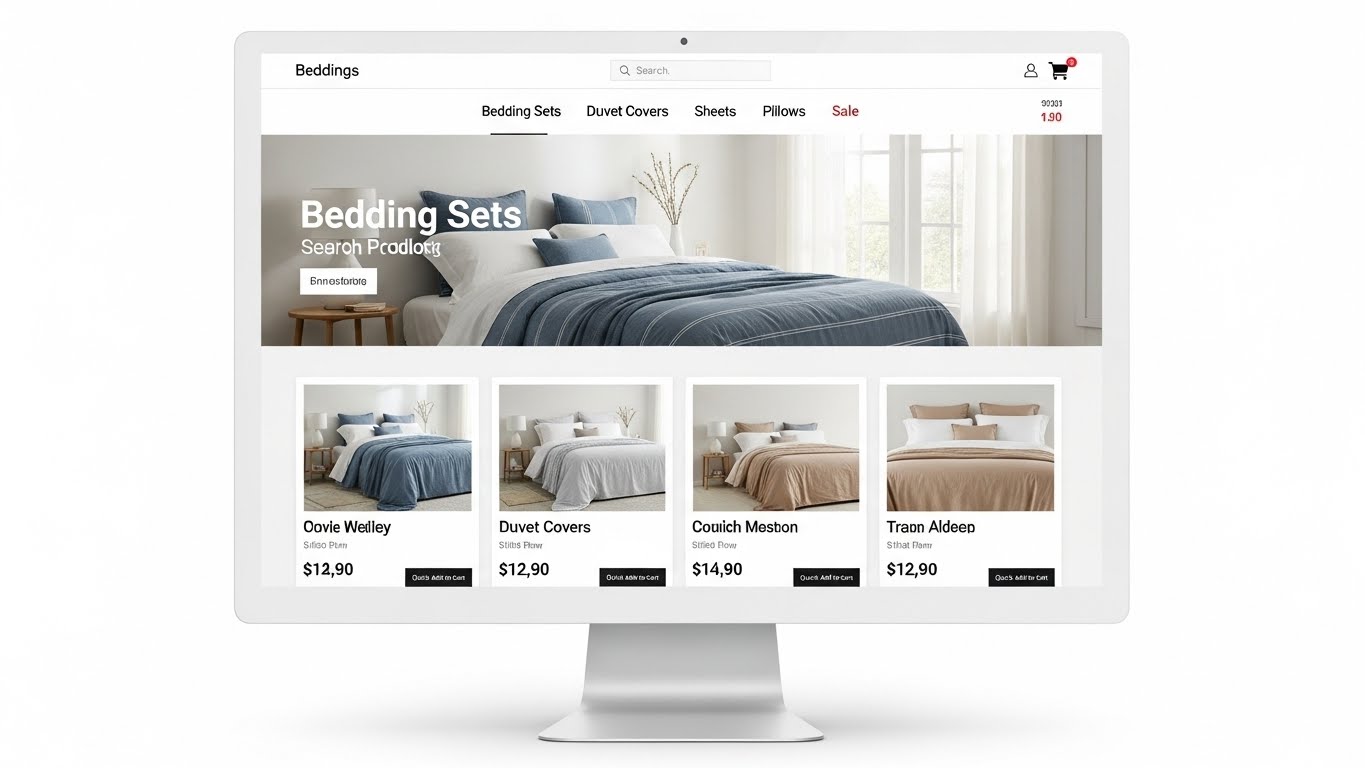 Giao diện website b&aacute;n chăn ga gối đệm hiện đại, sạch sẽ 