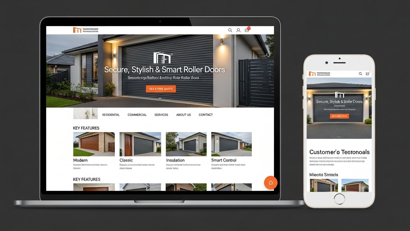 Giao diện website b&aacute;n cửa cuốn chuy&ecirc;n nghiệp tr&ecirc;n laptop v&agrave; điện thoại 