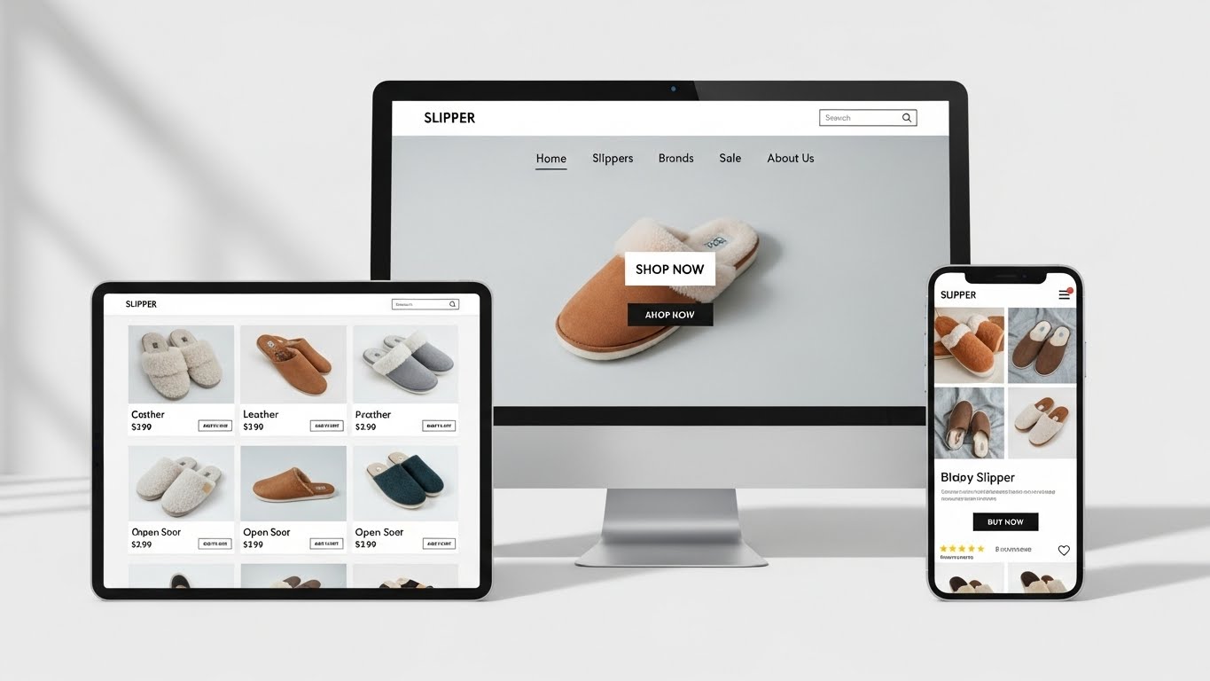 Giao diện website b&aacute;n d&eacute;p hiện đại tr&ecirc;n nhiều thiết bị kh&aacute;c nhau 