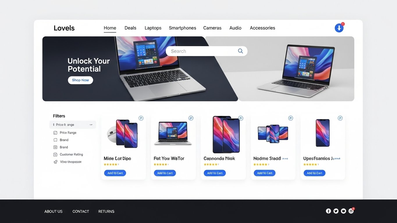 Giao diện website bán điện máy hiện đại, sạch sẽ và chuyên nghiệp