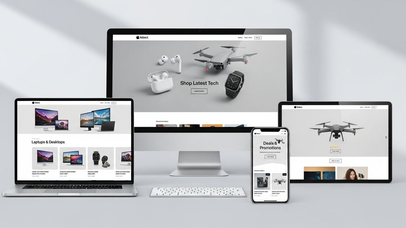 Giao diện website b&aacute;n đồ c&ocirc;ng nghệ hiện đại tr&ecirc;n nhiều thiết bị 