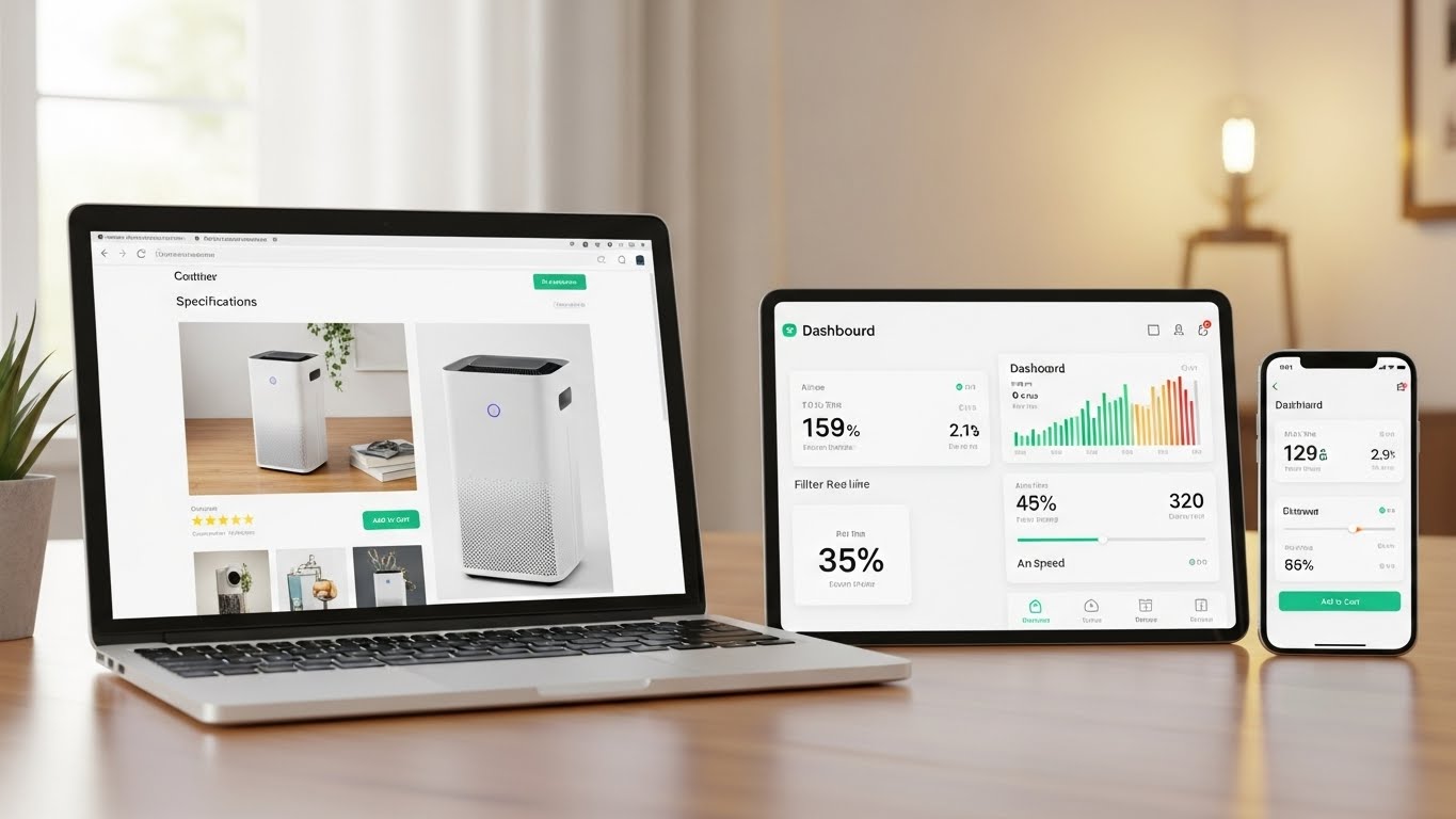 Giao diện website b&aacute;n m&aacute;y lọc kh&iacute; hiện đại v&agrave; th&acirc;n thiện người d&ugrave;ng tr&ecirc;n nhiều thiết bị 