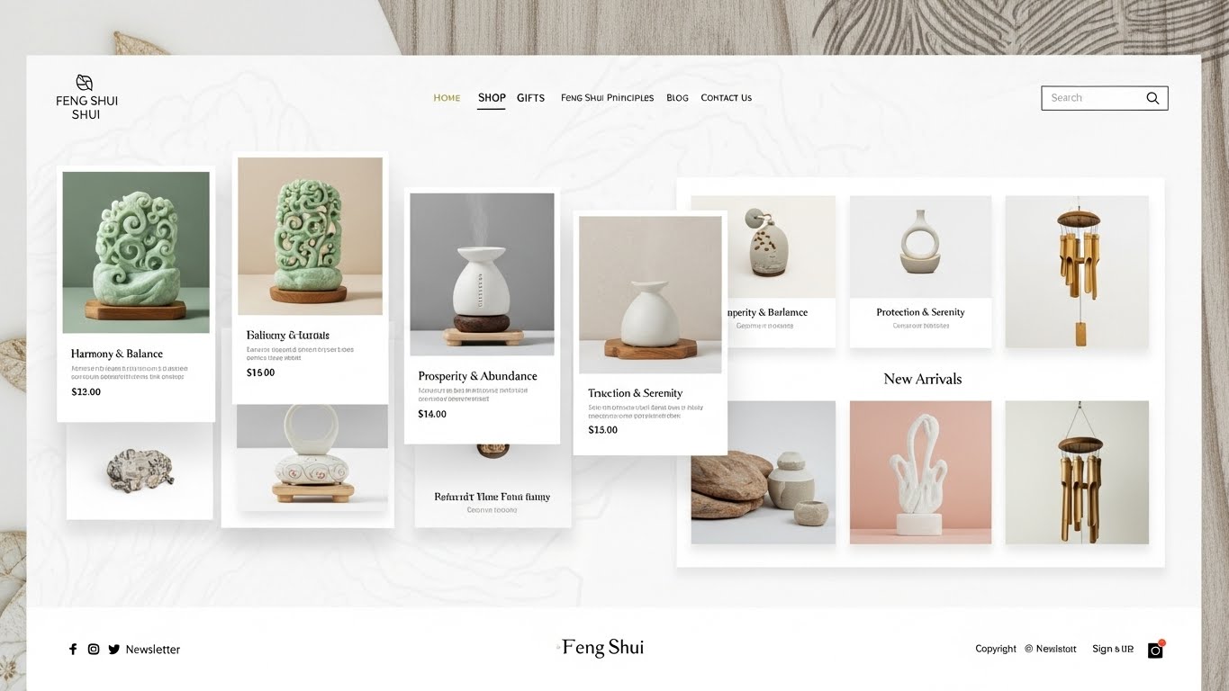 Giao diện website b&aacute;n qu&agrave; tặng phong thủy sang trọng, tinh tế 