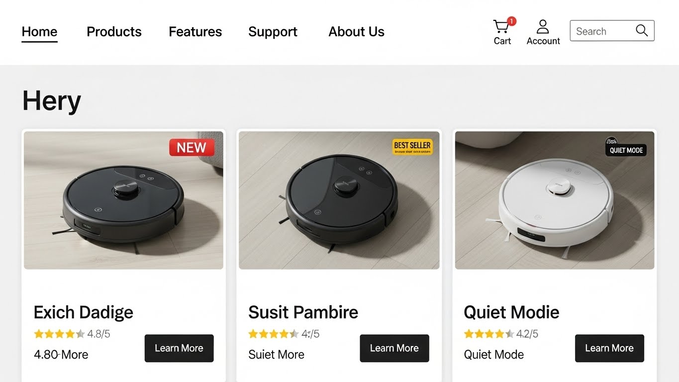 Giao diện website b&aacute;n robot h&uacute;t bụi hiện đại, chuẩn SEO 