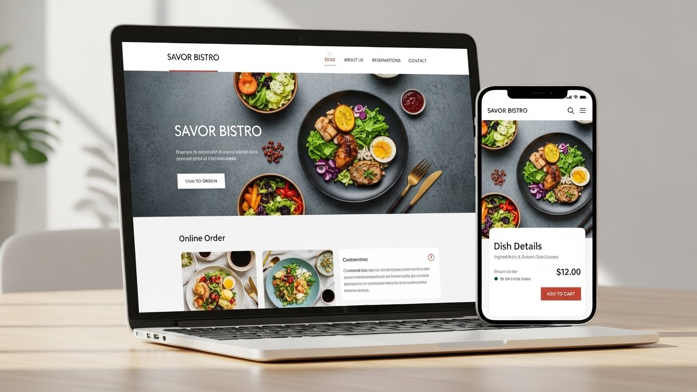 Giao diện website b&aacute;n thực phẩm sạch, hiện đại, dễ sử dụng tr&ecirc;n laptop v&agrave; điện thoại 