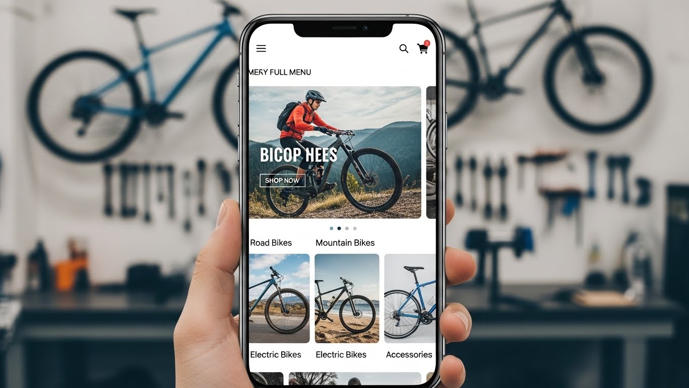 Giao diện website b&aacute;n xe đạp hiện đại, tối ưu tr&ecirc;n di động 
