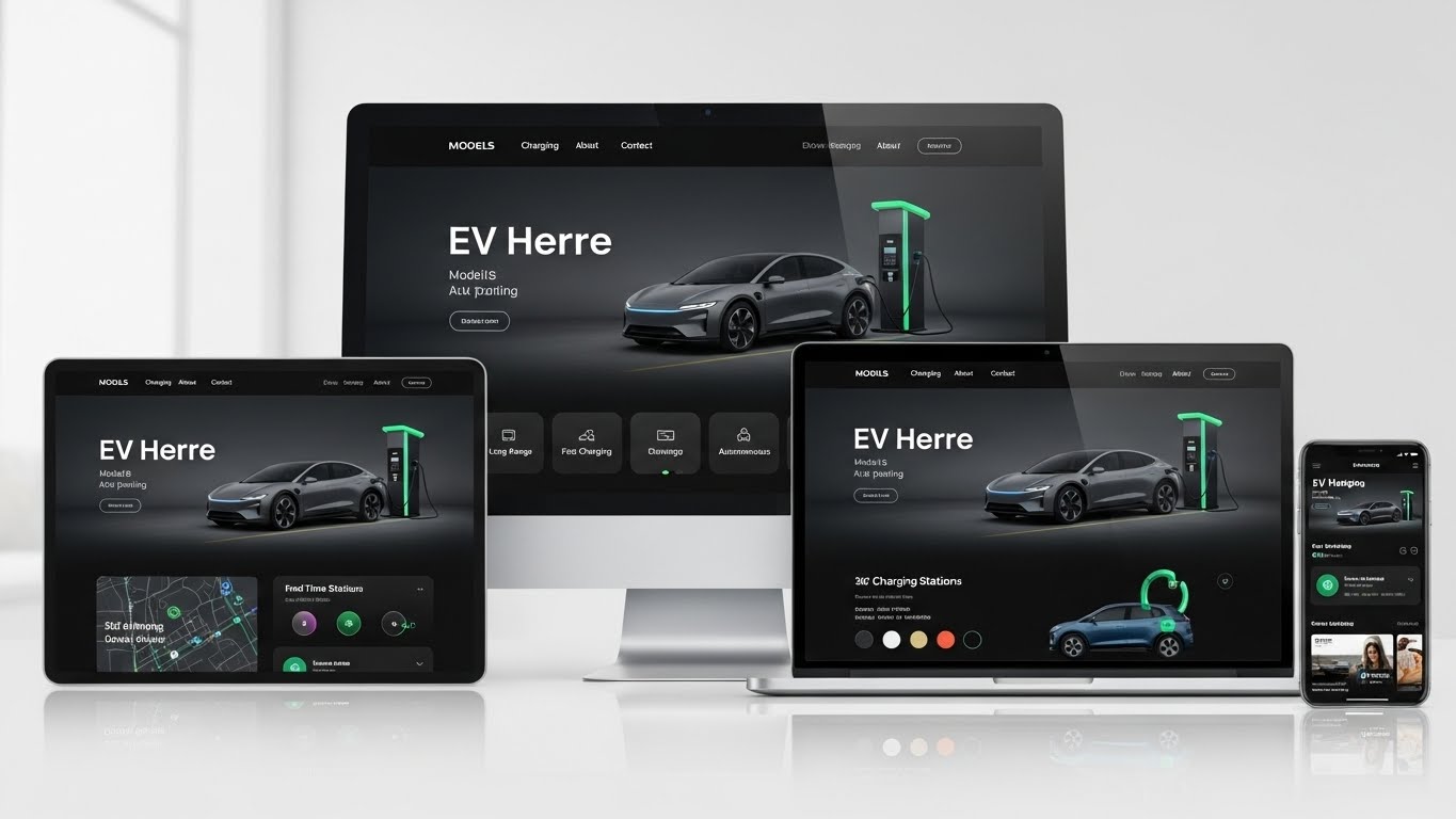 Giao diện website b&aacute;n xe điện hiện đại tr&ecirc;n nhiều thiết bị 