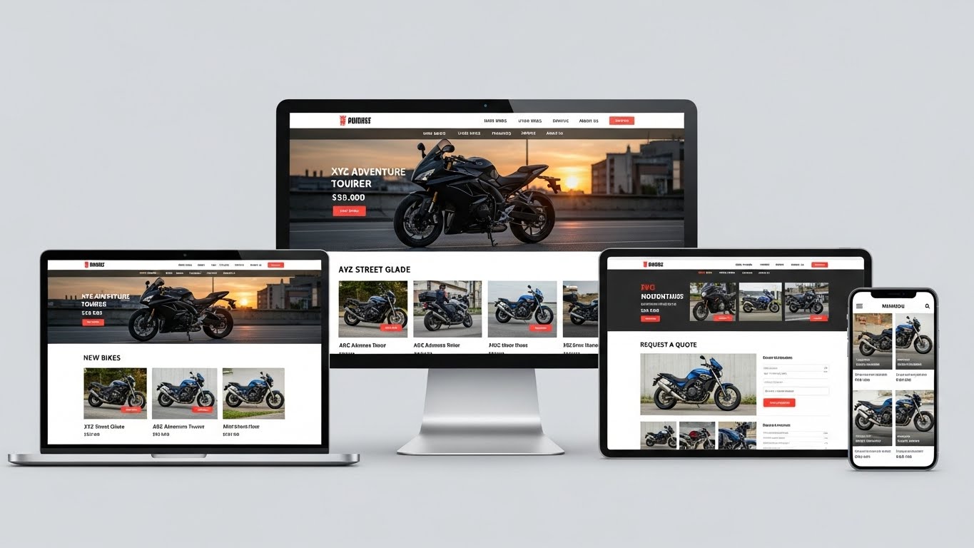 Giao diện website b&aacute;n xe m&aacute;y hiện đại, chuy&ecirc;n nghiệp tr&ecirc;n nhiều thiết bị 