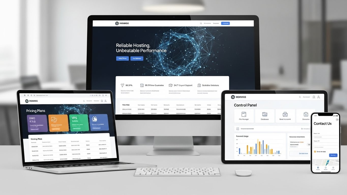 Giao diện website cho thuê máy chủ hosting chuyên nghiệp trên nhiều thiết bị