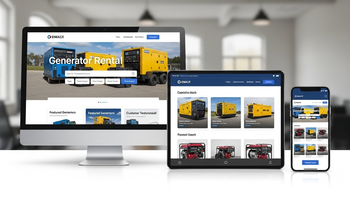 Giao diện website cho thu&ecirc; m&aacute;y ph&aacute;t điện chuy&ecirc;n nghiệp tr&ecirc;n nhiều thiết bị 