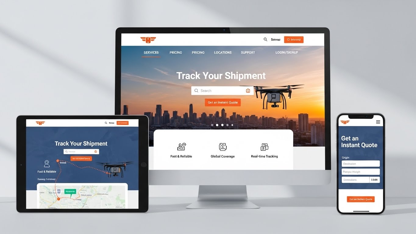 Giao diện website chuyển ph&aacute;t nhanh chuy&ecirc;n nghiệp tr&ecirc;n nhiều thiết bị 